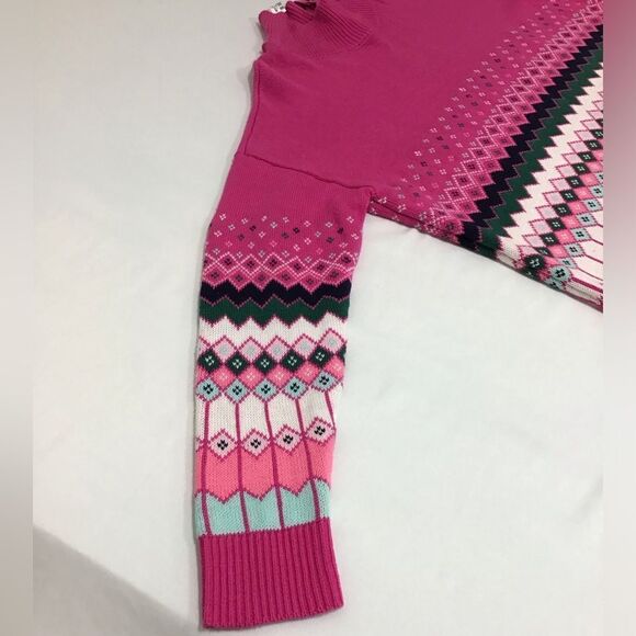 Crown & Ivy Pink Knit Ski Sweater Oversized New Size Large - Picture 5 of 11